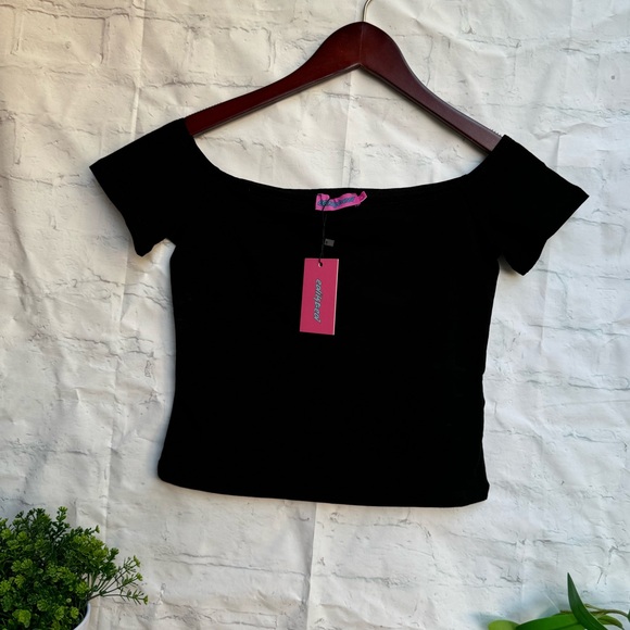 Edikted Trixie Black Off Shoulder crop Top size small new with tags - Picture 8 of 9
